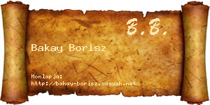 Bakay Borisz névjegykártya